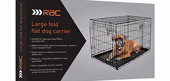 Dog Cage - Metal, 2 Doors, folding with Removable Tray - Large 36 Inch
