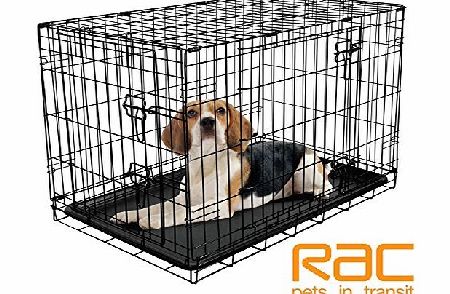 RAC Dog Cage - Metal, 2 Doors, folding with Removable Tray - Medium 30 Inch