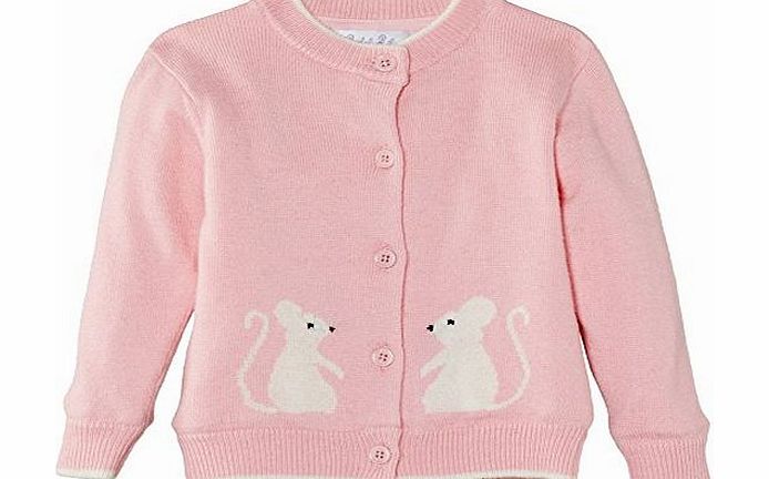 Rachel Riley Baby Girls Sugar Mice Intarsia Cardigan Bodysuit, Pink (Pink/Ivory), 3-6 Months (Manufacturer Size:3 Months)