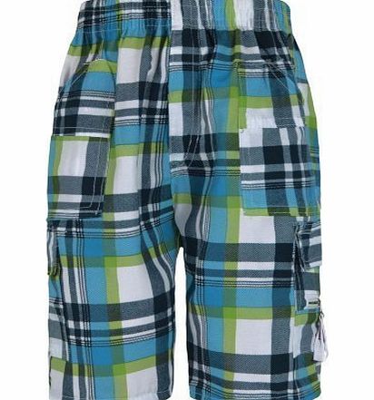 RageIT Boys Checked Shorts in Green/Teal 5-6 Years (size 8)