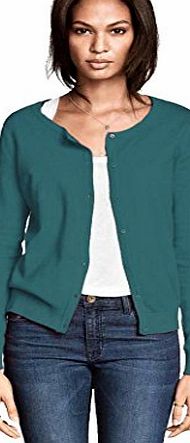 RageIT Ladies Fine Knit Round Neck Cardigan in Teal L (UK 18/20)