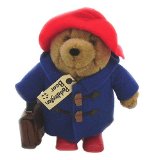 Small Paddington Bear 19cm with Boots and Suitcase Blue Coat Red Hat