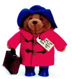 Small Paddington Bear 19cm with Boots and Suitcase Red Coat Blue Hat