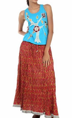 Rajrang Designer Womens Wear Crinkle Printed Long Skirt Lace work