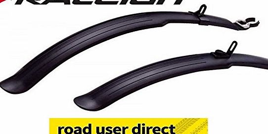 Raleigh Front amp; Rear Clip On Easy Fit Mountain Bike Mudguards - 24`` To 26`` Wheel Size