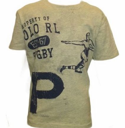 Ralph Lauren Boys T-Shirt RL DESIGNER LABEL Short Sleeve Crew Neck NEW TAG: Grey Marl Polo RL Rugby: 4-5 Years (5)