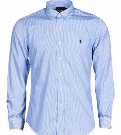 Polo Ralph Lauren button down slim fit thin stripe shirt Blue XL