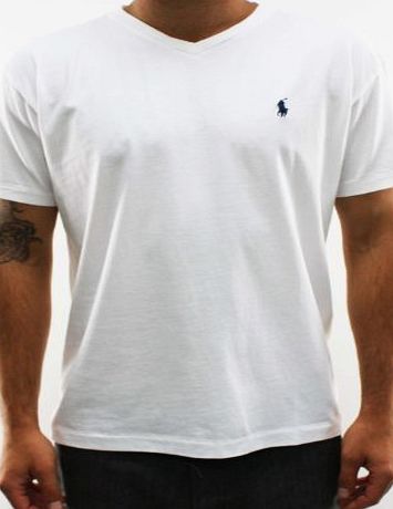 Ralph Lauren Polo Ralph Lauren Men V-Neck Pony Logo T-Shirt (L, White)