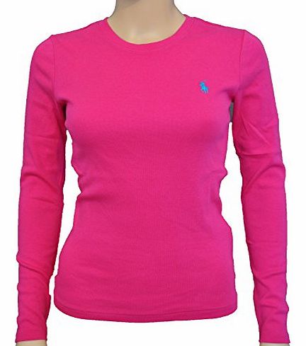 Polo Ralph Lauren Womens Tee T-shirt top Long sleeve Pink S M L (Large)