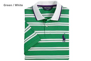 Pro-Fit Mercerized Stripe Big Polo Shirt (Tour Logo)