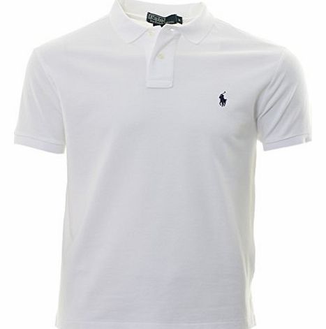 short sleeve polo t-shirt, White,custom fit, all sizes. (L)