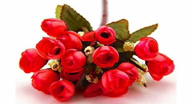 RayLineDo RED Color Small Rosebuds Bouquet of Roses Artificial Flowers Home Wall Party Decor Wedding Decal