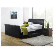 Rayne Double Bed Black Faux Leather With 2 Drawer.