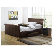 Double Bed Brown Faux Leather With 2 Drawer.