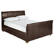 Double Bed, Brown Faux Leather with 2
