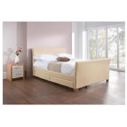 Rayne King Bed, Cream Faux Leather with 4