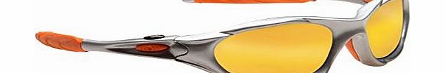 Rayzor Professional Lightweight Silver UV400 Sports Wrap Cricket Sunglasses, With an Amber / Orange Iridium Revo Mirrored Anti-Glare Lens.