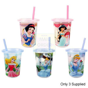 First Years Disney Princess 10oz Disposable Cups with Straws x 3