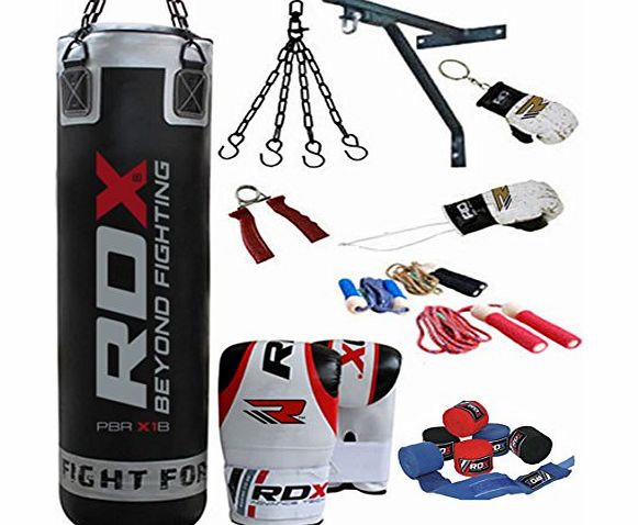 RDX Authentic RDX 13 Piece Pro Boxing Set 4ft Punch Bag,Gloves,Bracket,Chains MMA Punching UFC
