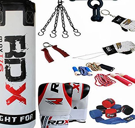 RDX Authentic RDX 9P Professional Boxing Set 4ft filled heavy Punch Bag,Gloves,Bracket MMA Pad, 4ft punch bag set