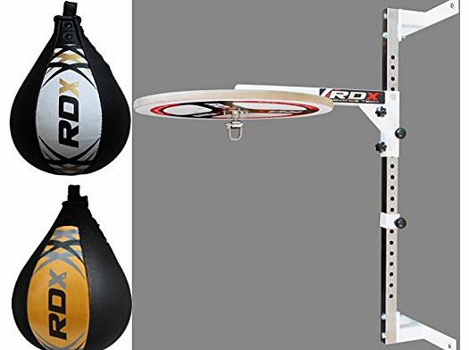 RDX Authentic RDX Commercial Speed Ball Adjustable Platform Stand Boxing Bag Set Swivel MMA Golden
