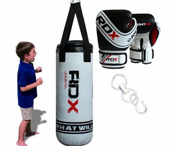 RDX Authentic RDX Kids Punch Bag Set Boxing Gloves,MMA Training Kick Ball Junior children White