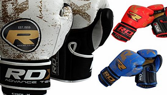 RDX Authentic RDX Leather Gel Fight Boxing Gloves Punch Bag, 14oz