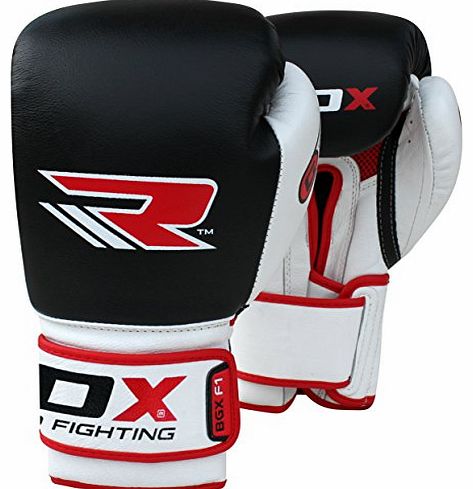 Authentic RDX Leather Pro Fight Boxing Gloves Gel Mold, Punch Bag, 12oz