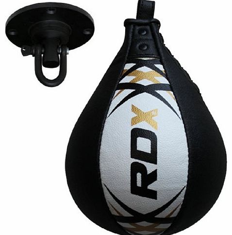 Authentic RDX Leather Speed Ball & Swivel Boxing Punch Bag MMA Punching Training Pear Set