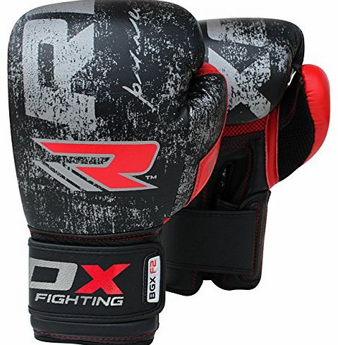RDX Authentic RDX Ultimate Leather Boxing Gloves Fight Punch Bag Muay Thai Grappling Pad MMA Black