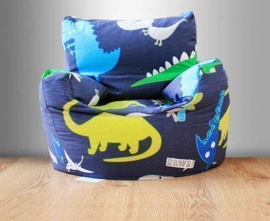 Ready Steady Bed Childrens Filled Bean Chair Dinosaurs In the Dark Design, Matching Bedding and Curtains Also Availab