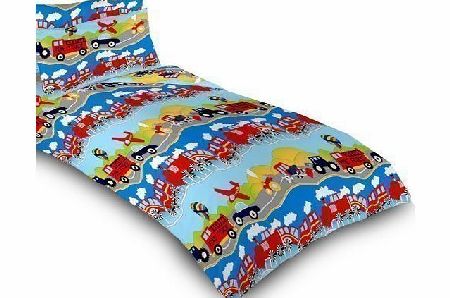 Ready Steady Bed Childrens Single Bed Colorful Transport Print Duvet Cover Set. Colour: Bright Multi-colour Transport