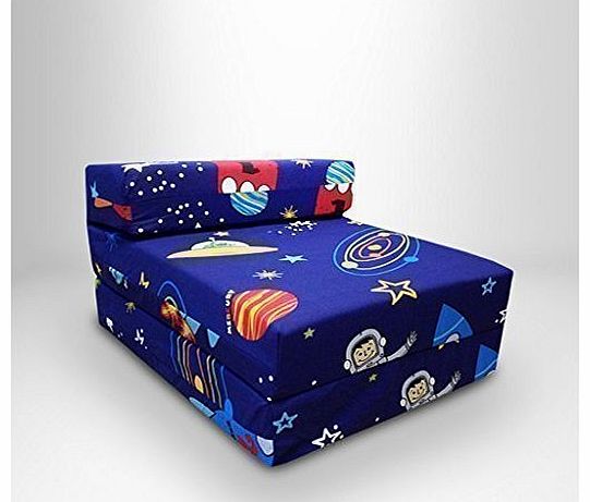 Childrens Single Fold Out Z Bed Chair Space Boy