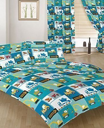 Ready Steady Bed Preorder for 14/12/2014 Delivery - Childrens Double Bed Size Construction Print Duvet Cover Set. Size: 200cm x 200cm