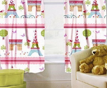 Ready Steady Bed Preorder for 14/12/2014 Delivery - Childrens Printed Curtains Paris Design with Tiebacks. Size: 66``