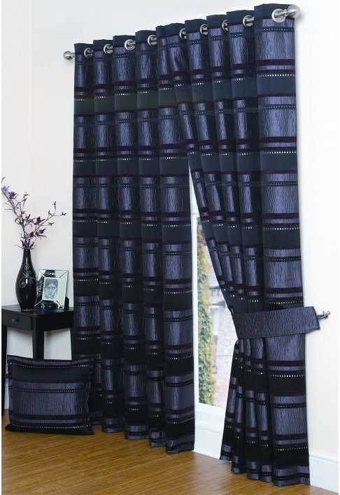 Alexis Aubergine Lined Eyelet Curtains