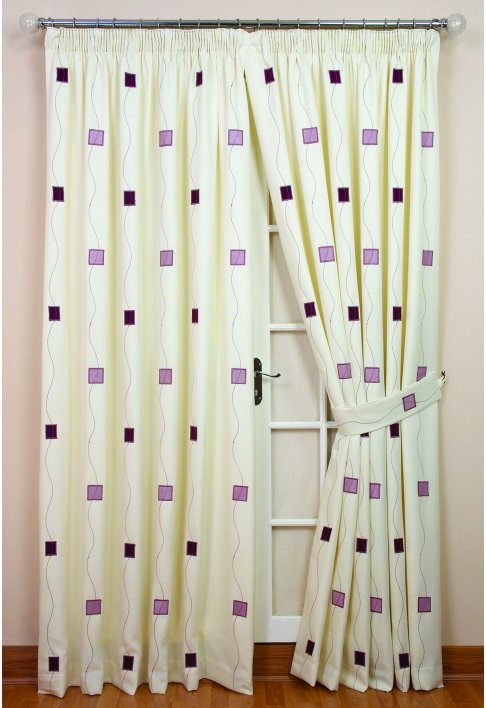 Cubik Berry Lined Curtains