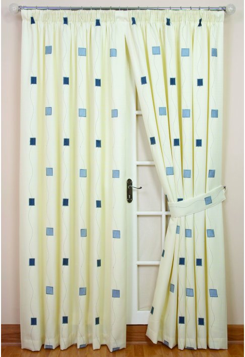 Cubik Blue Lined Curtains