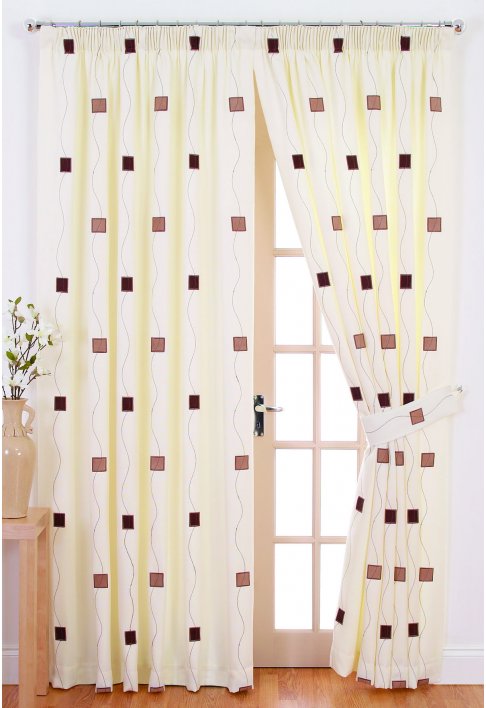 Cubik Caramel Lined Curtains