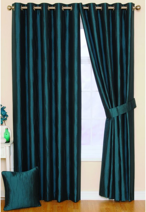 Jazz Teal Lined Eyelet Curtains