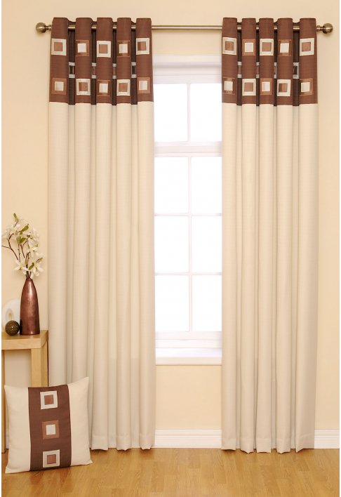 Milan Chocolate Lined Eyelet Curtains