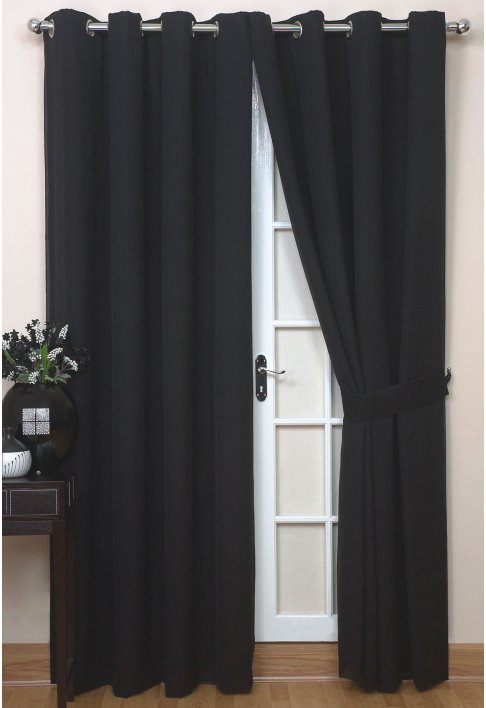Rio Black Lined Eyelet Curtains