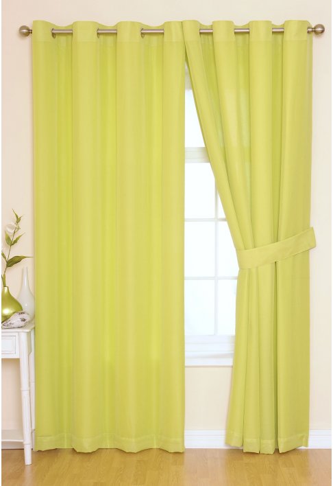 Rio Lime Lined Eyelet Curtains