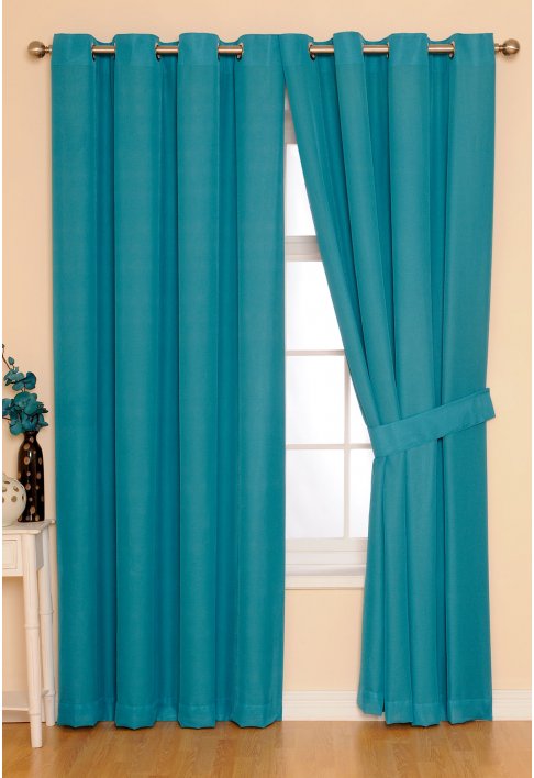 Rio Teal Lined Eyelet Curtains