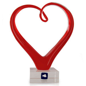 Red Glass Love Heart Sculpture