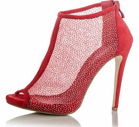 Red Glitter Mesh Shoe Boots