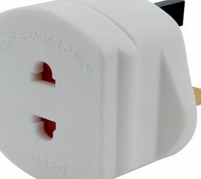Universal 1A Shaver Adapter - UK Mains Plug (3 pin) to 2 Pin Socket Adapter ~ Shaver ~ Toothbrush ~ Charger ~ Travel ~ Fused 1 AMP
