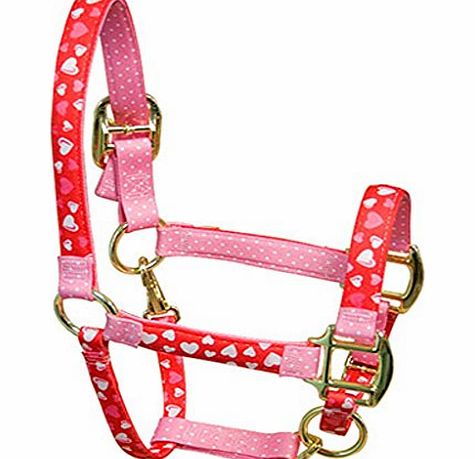 Red Haute Horse PJ Pet Products Love Hearts Design High Fashion Premier Quality Horse Head Collar, Small