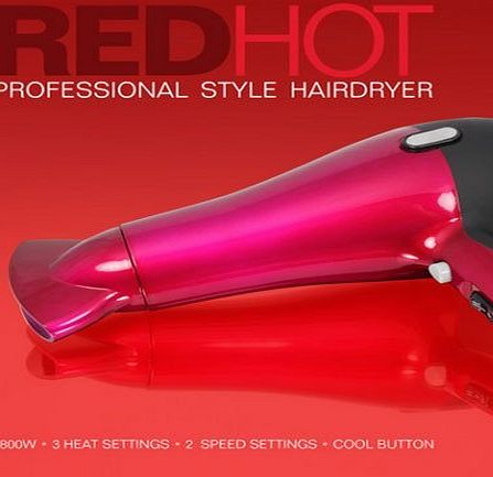 Red Hot Manufacturing Powerful 2000W RED HOT PROFESSIONAL HAIRDRYER STYLISH DESIGN LIGHTWEIGHT HAIR DRYER - (Eco Packaging)