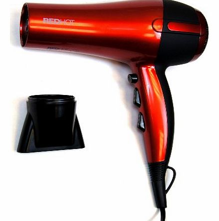 Red Hot Professional Style Red Hot Hair Dryer Hairdryer,Concentrator Nozzle 2200w